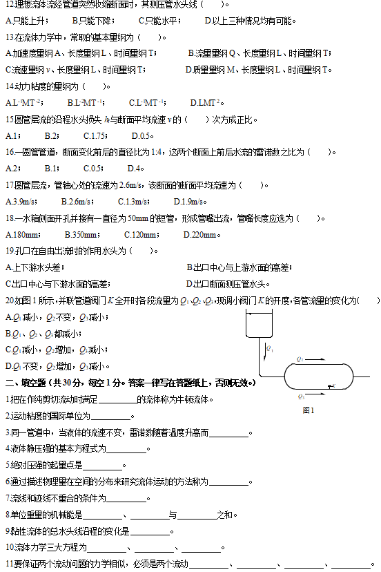 2023年河北科技大学考研试题：832流体力学