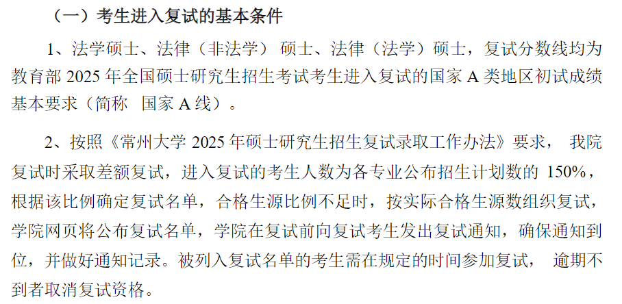 常州大学史良法学院2025年考研分数线