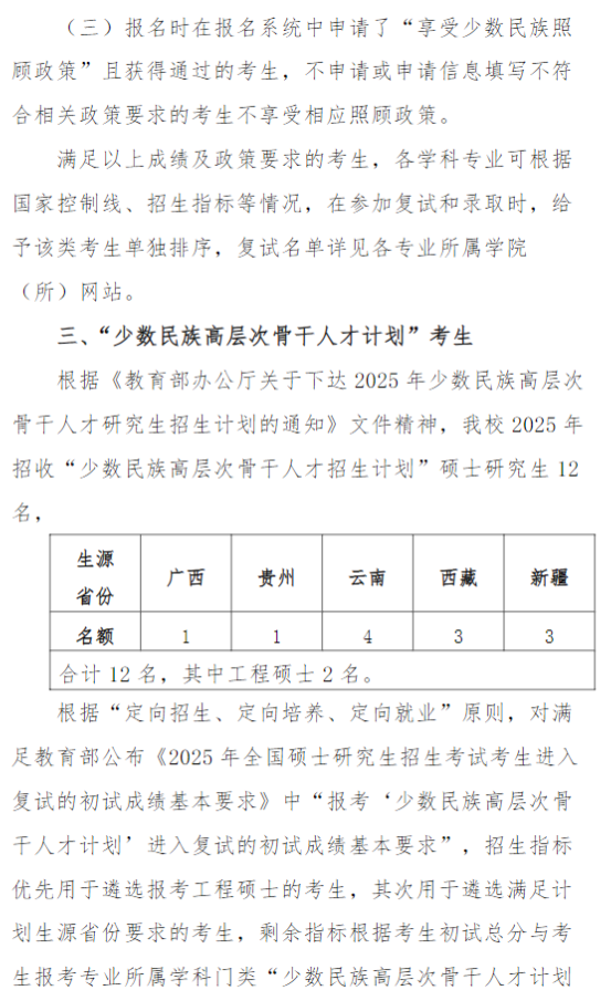 云南民族大学2025年考研复试分数线
