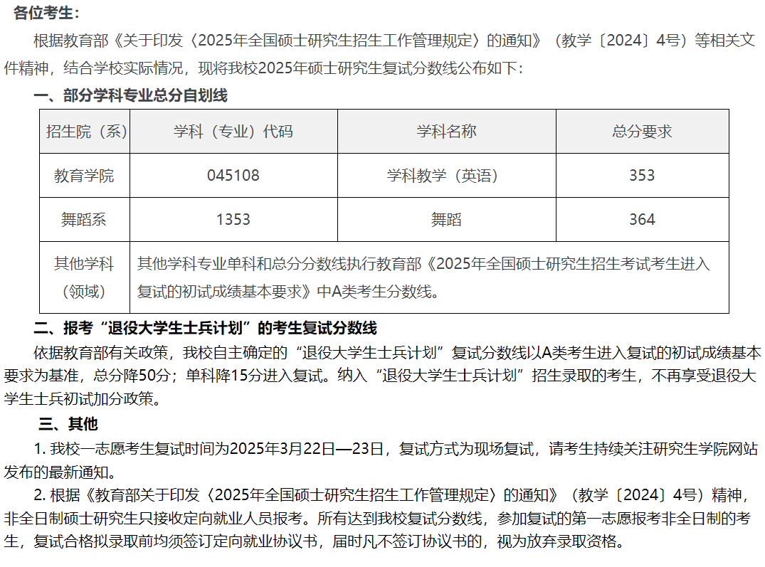 太原师范学院2025年硕士研究生分数线
