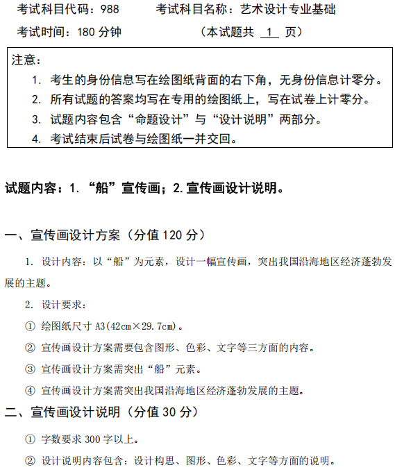 广西科技大学2025年考研真题：988艺术设计专业基础