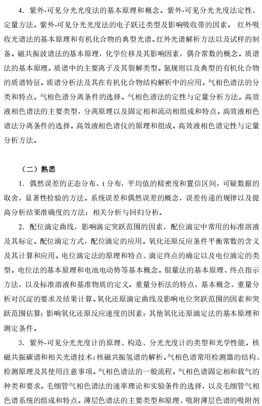 中国医药工业研究总院药学基础综合2026年考研大纲:分析化学