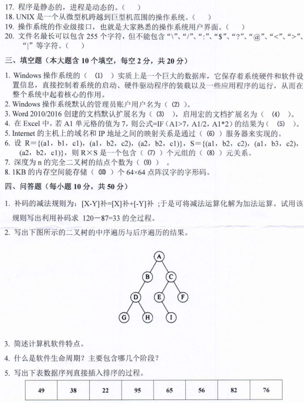 河南师范大学2022年考研真题：848信息技术基础
