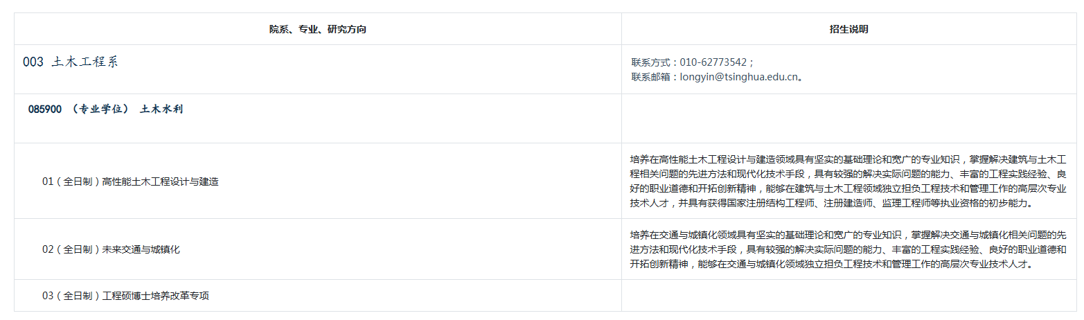 清华大学2026年硕士研究生招生专业目录_推荐免试