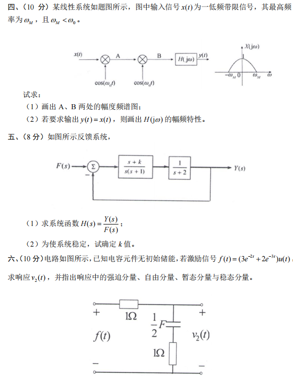 天津商业大学818信号与系统2024年考研真题