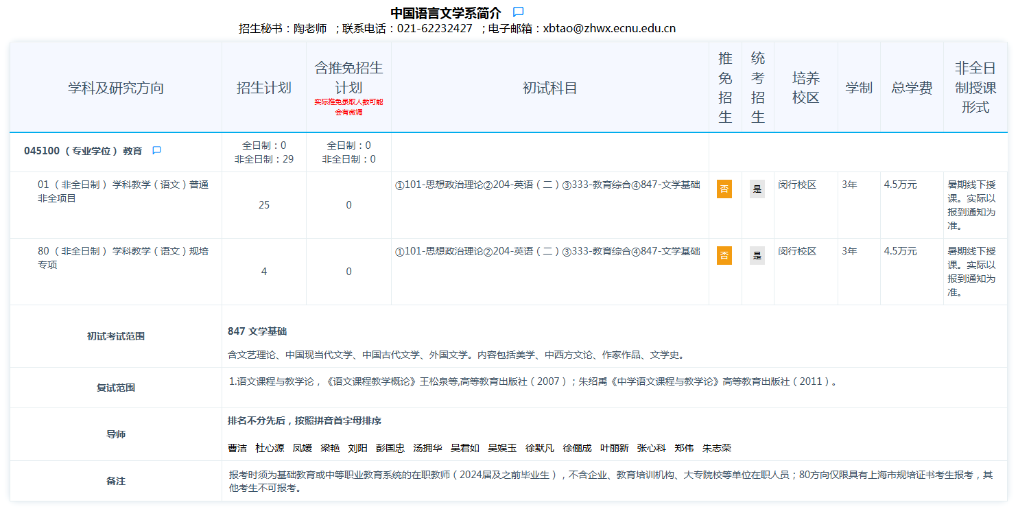 华东师范大学2025年招收攻读硕士学位研究生学科目录