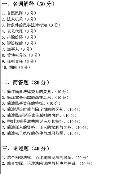 沈阳工业大学法学综合二2024年考研真题