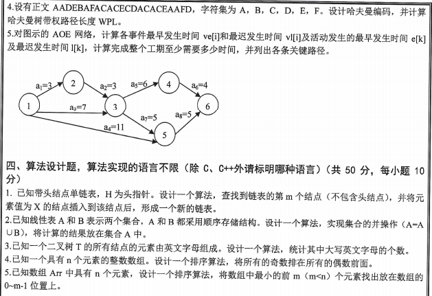 沈阳工业大学数据结构与算法2024年考研真题