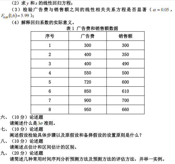 河北工程大学统计学2023年考研真题