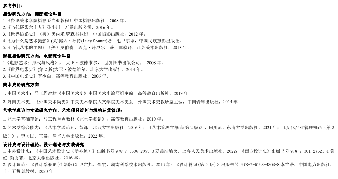 鲁迅美术学院2026年硕士研究生招生专业目录