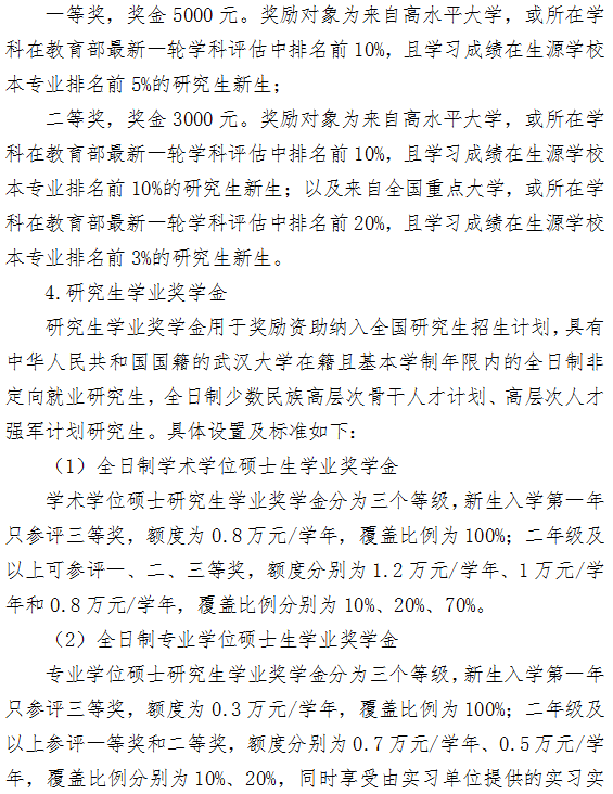 武汉大学2026年硕士研究生学费收费标准