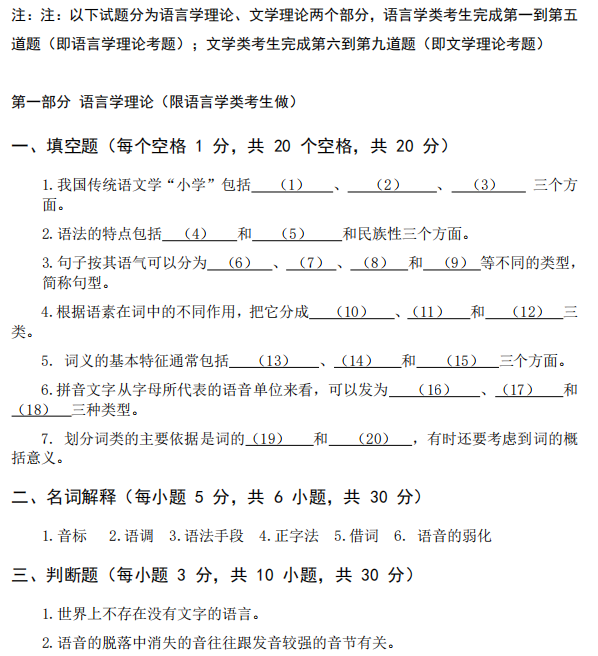 广西民族大学875中国语言文学理论2023年考研真题