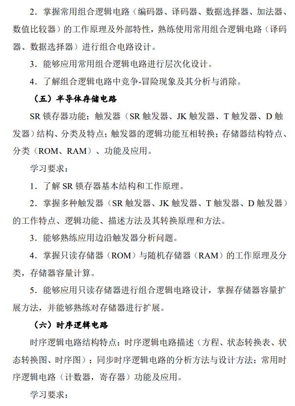 北京电子科技学院《0912数字电路》硕士研究生招生考试大纲