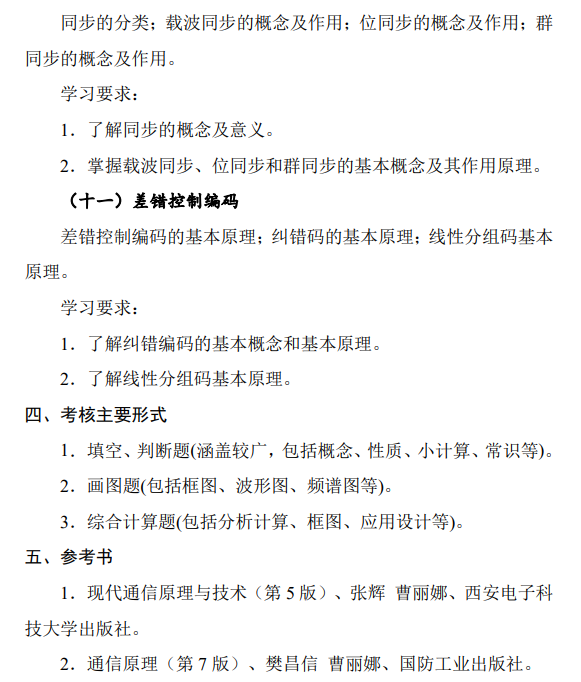 北京电子科技学院《0913通信原理》硕士研究生招生考试大纲