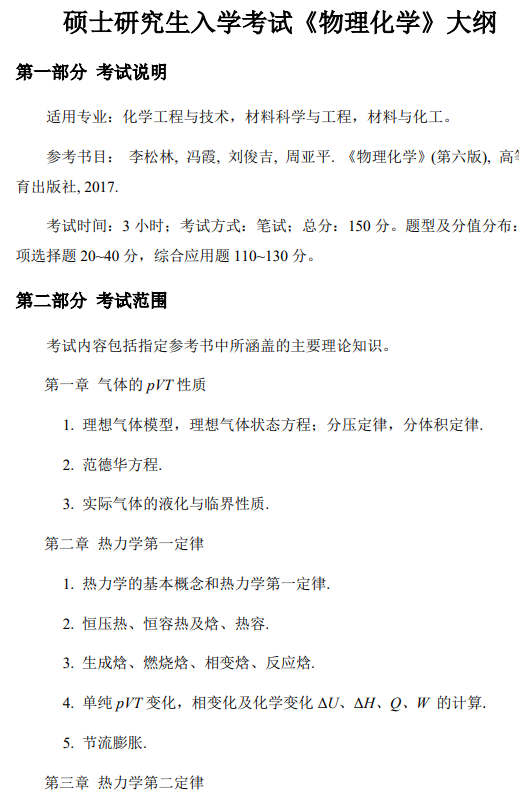 北京石油化工学院硕士研究生入学考试自命题考试大纲