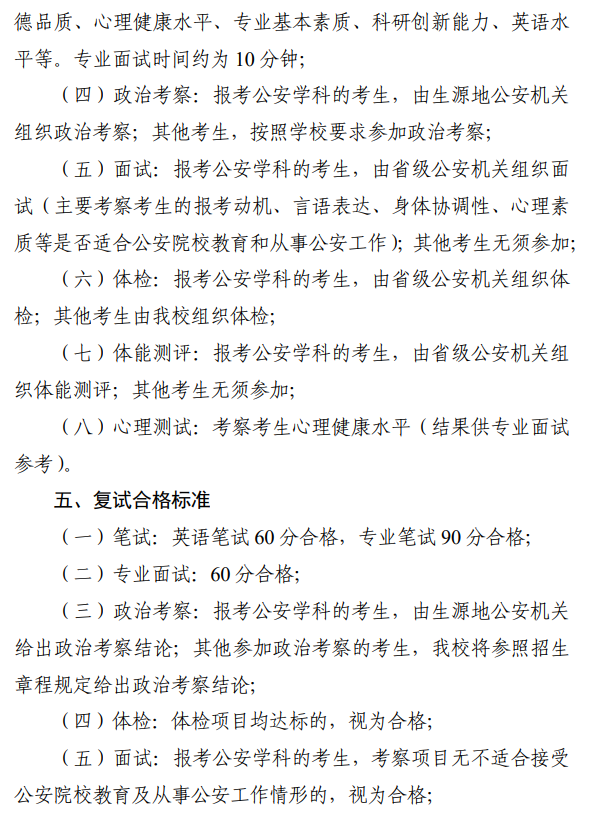 中国人民公安大学2026年推免生招生复试录取方案