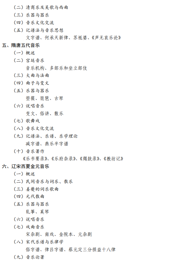 天津音乐学院2026年硕士研究生招生考试初试自命题科目考试大纲