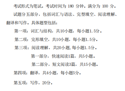 上海师范大学硕士研究生招生考试(初试)二外英语考试大纲