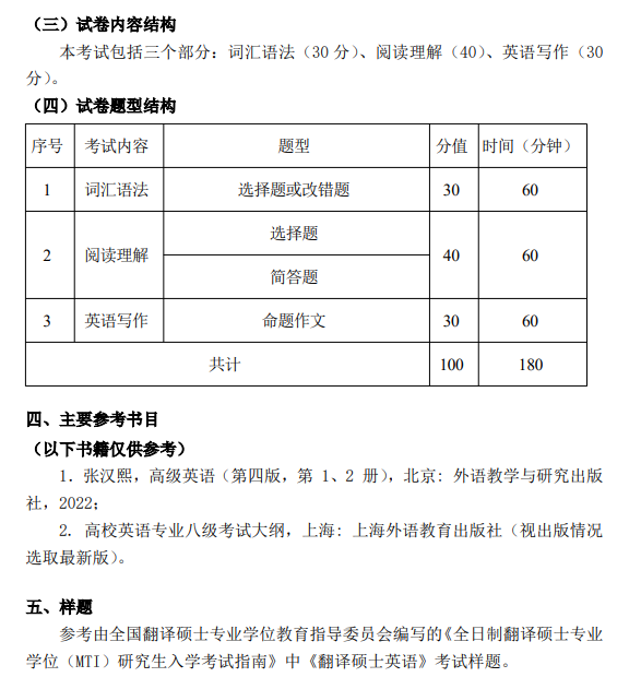 江南大学2026年初试考研大纲--翻译硕士英语