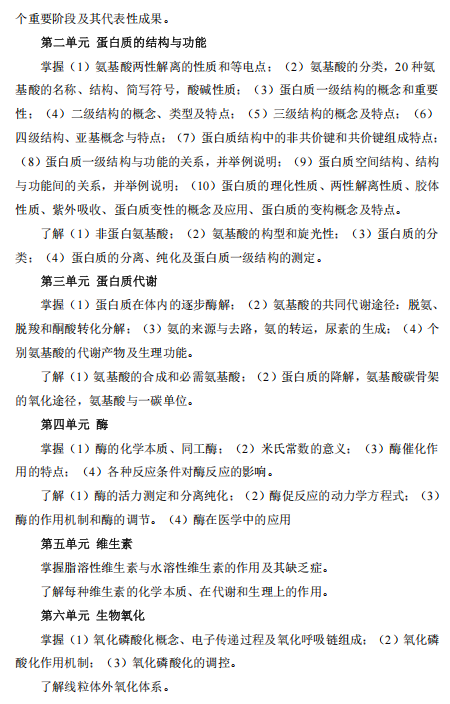 河南医药大学2026年硕士研究生考试大纲-生物化学