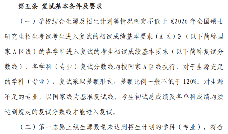 黑龙江八一农垦大学2026年硕士研究生招生考试复试分数线