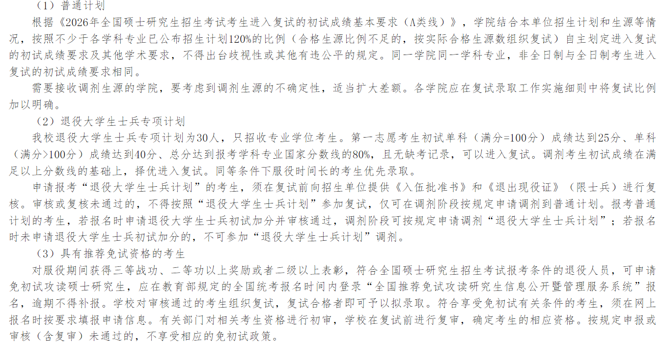 武汉轻工大学2026年硕士研究生复试分数线