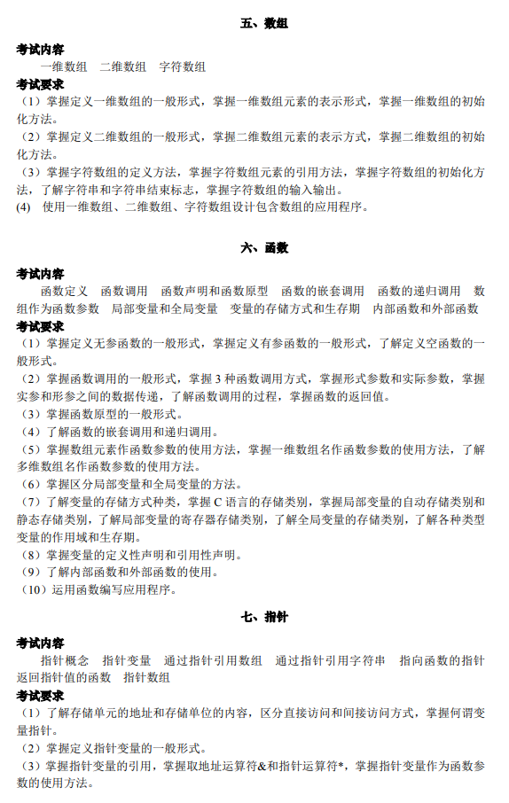 湖南中医药大学2026年硕士研究生考试大纲-C 语言程序设计