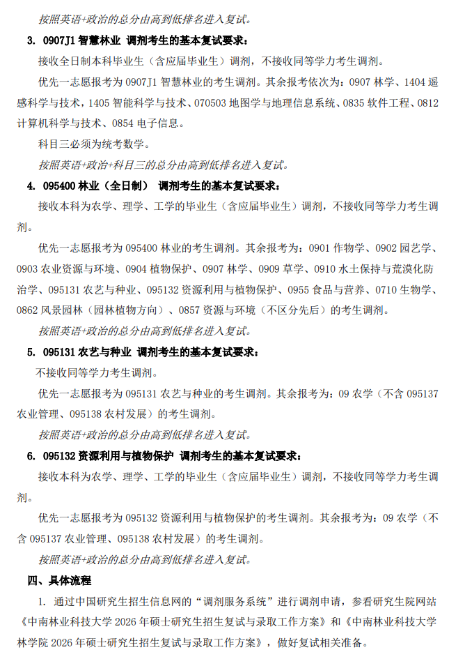 林学院2026年硕士研究生第二批调剂公告