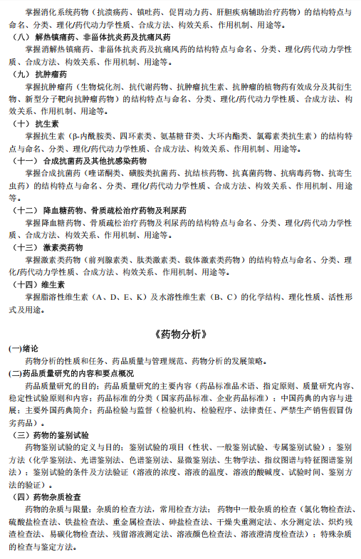 南方医科大学2026年研考初试自命题科目参考大纲-药学综合