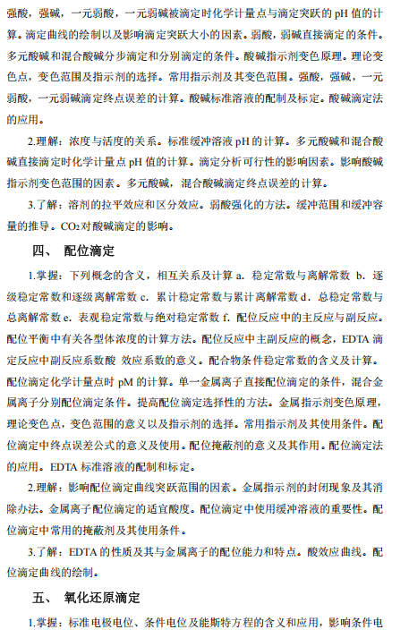 河北农业大学2026年硕士入学考试自命题科目大纲-分析化学