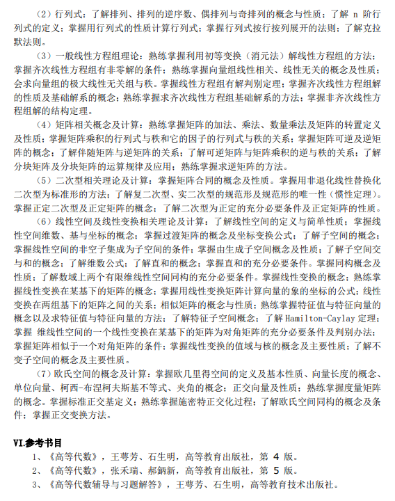 辽宁科技大学2026年硕士研究生初试自命题考试大纲-高等代数