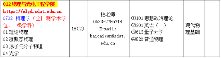 山东理工大学物理与光电工程学院2026年考研招生人数