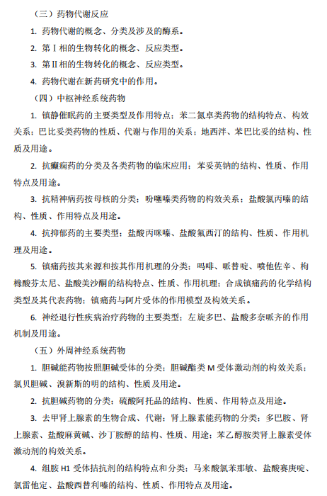 皖南医学院2026年自命题考试科目药学综合(349)考试大纲