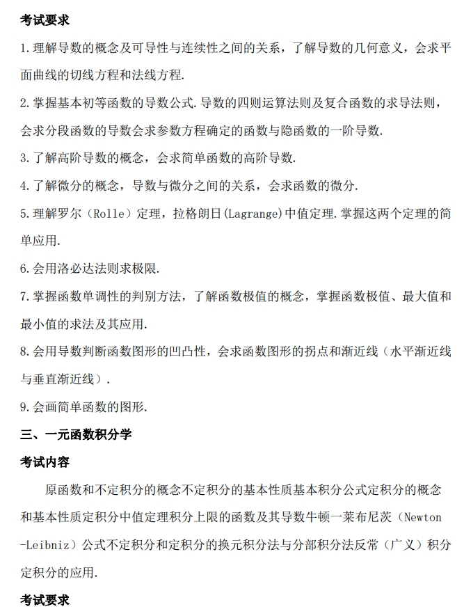 江西农业大学2026年硕士研究生考试大纲-数学