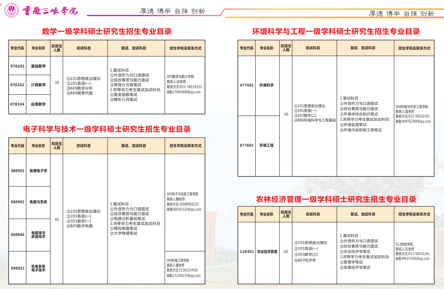 重庆三峡学院2026年硕士研究生招生简章