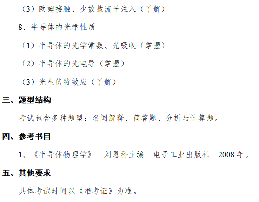 成都信息工程大学2026年硕士研究生复试科目大纲-半导体物理