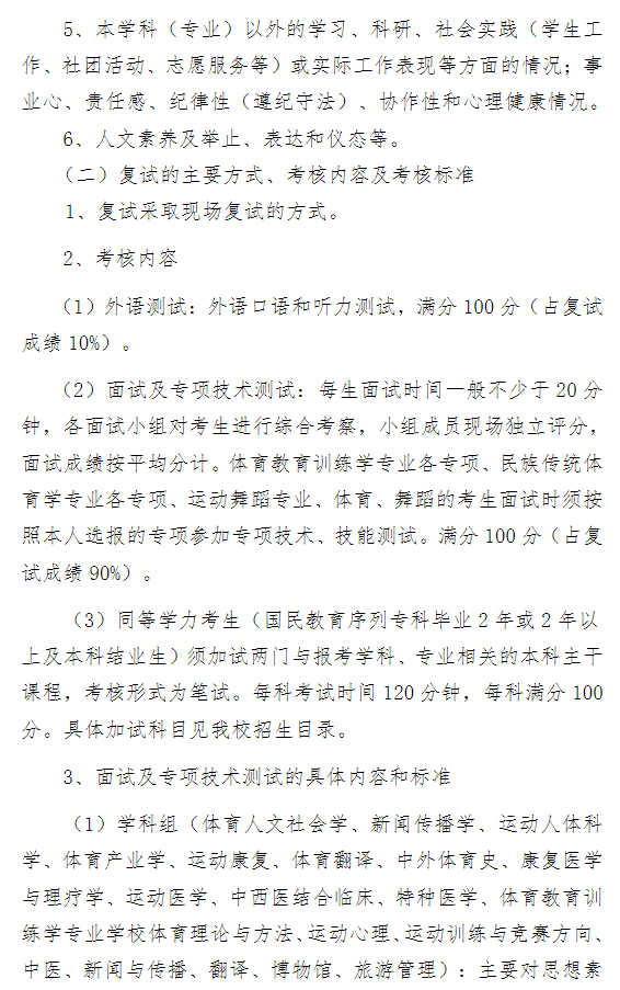 2026年成都体育学院硕士研究生招生复试录取办法