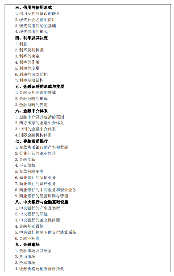 西安财经大学2026年硕士研究生初试自命题考试大纲-金融专业