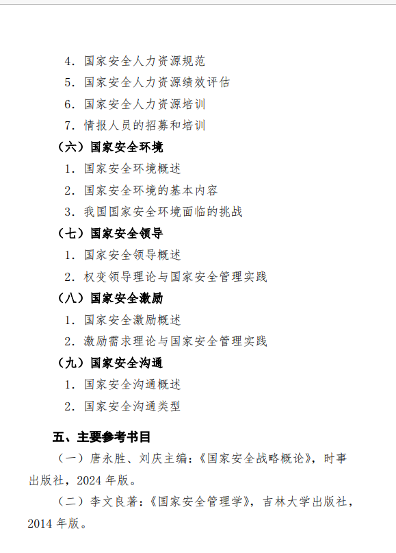 2027中央民族大学《国家安全学专业综合》(891)初试大纲