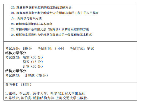 哈尔滨工程大学2026年硕士研究生初试考试大纲-船舶力学