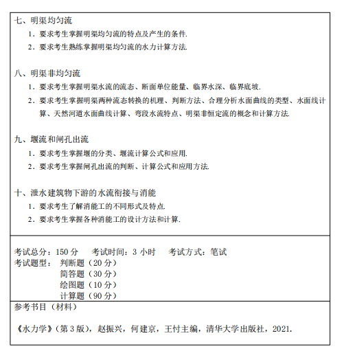 哈尔滨工程大学2026年硕士研究生初试考试大纲-水力学