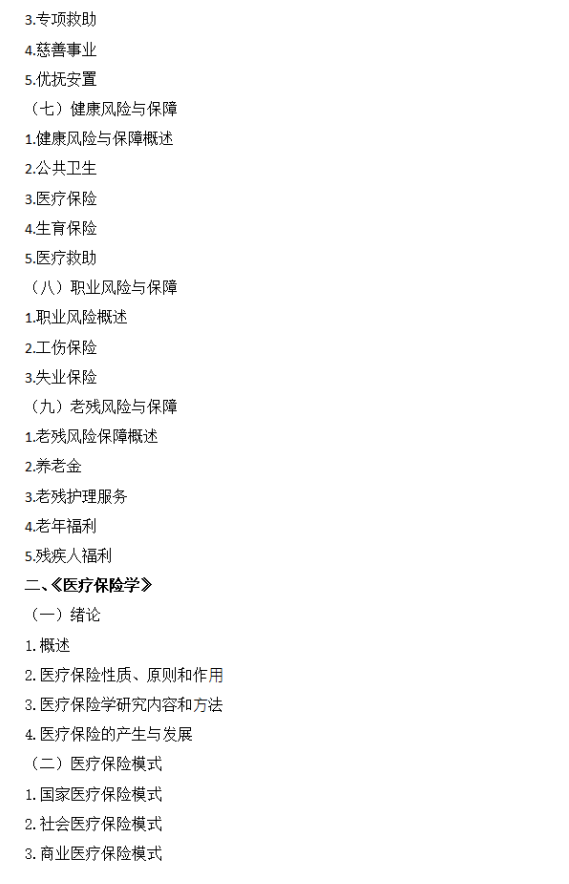 广西医科大学硕士研究生招生考试大纲-社会保障学
