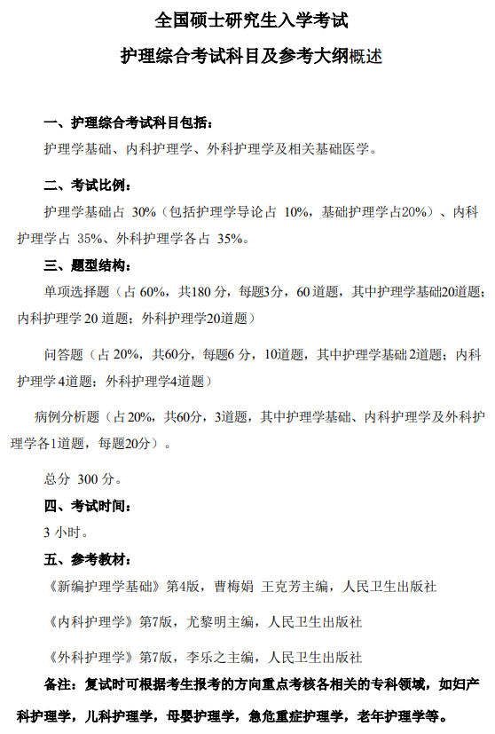 桂林医科大学2026年硕士研究生自命题考试大纲-护理综合