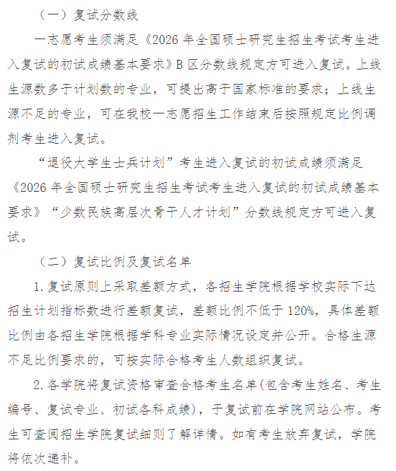 天水师范大学2026年硕士研究生复试分数线