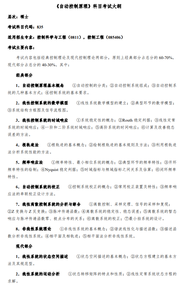 兰州理工大学2026年硕士研究生考试大纲-自动化与电气工程学院