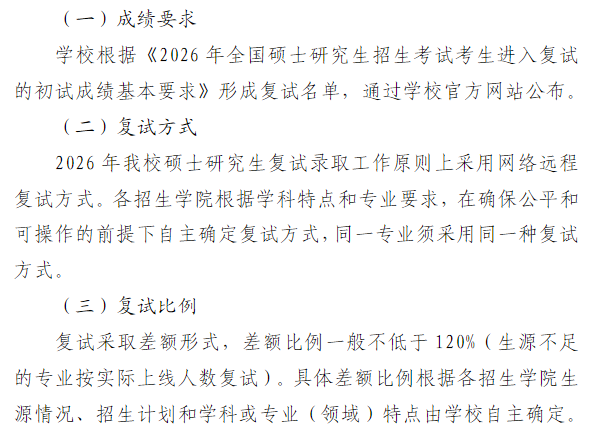 昌吉学院2026年硕士研究生复试分数线