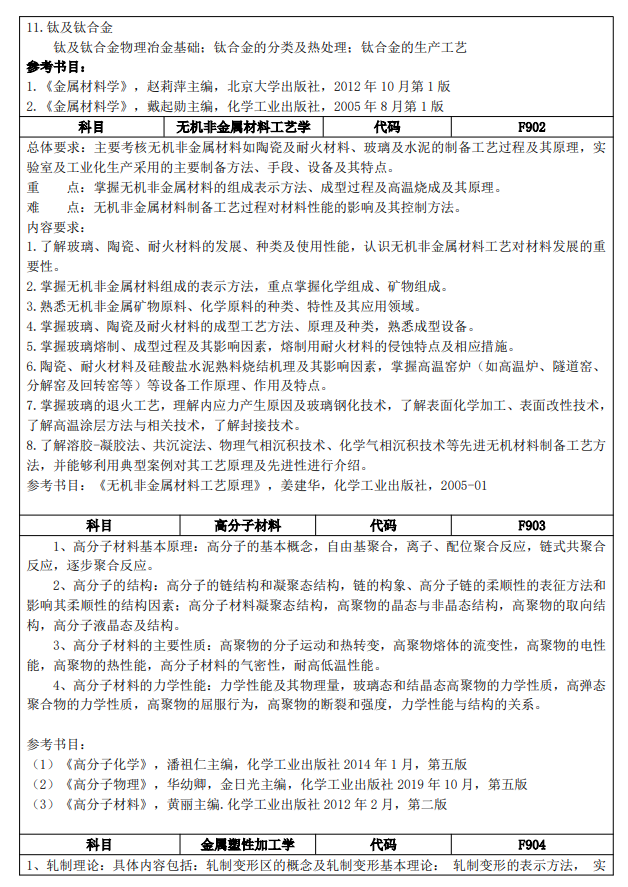 内蒙古科技大学2026年研究生招生专业课考试大纲