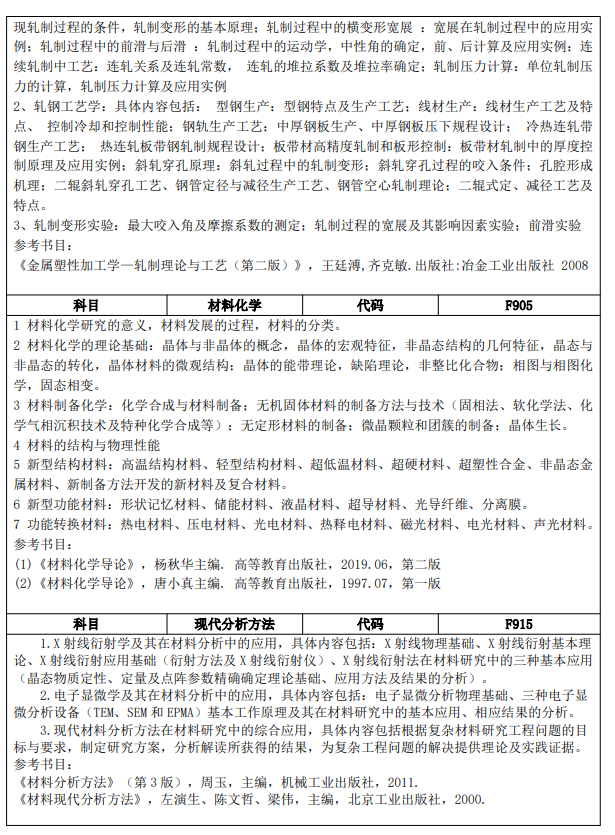内蒙古科技大学2026年研究生招生专业课考试大纲