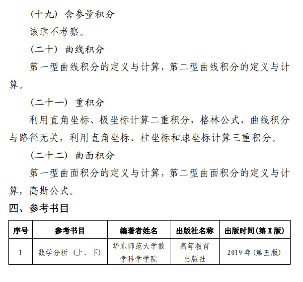 北京信息科技大学2027年硕士研究生招生初试科目考试大纲-数学分析
