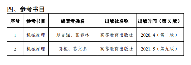 北京信息科技大学2027年硕士研究生招生初试科目考试大纲-机械原理